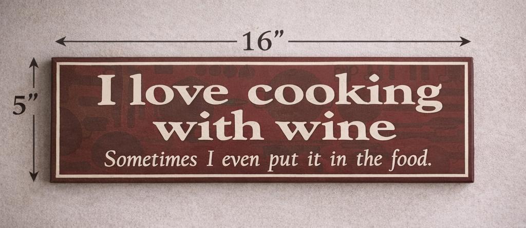Funny Cooking With Wine Kitchen Sign | Rustic Farmhouse Wall Art