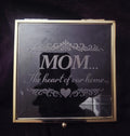 Engraved Glass Keepsake Box for Mom – “The Heart of Our Home” – 5x5 Memory Box