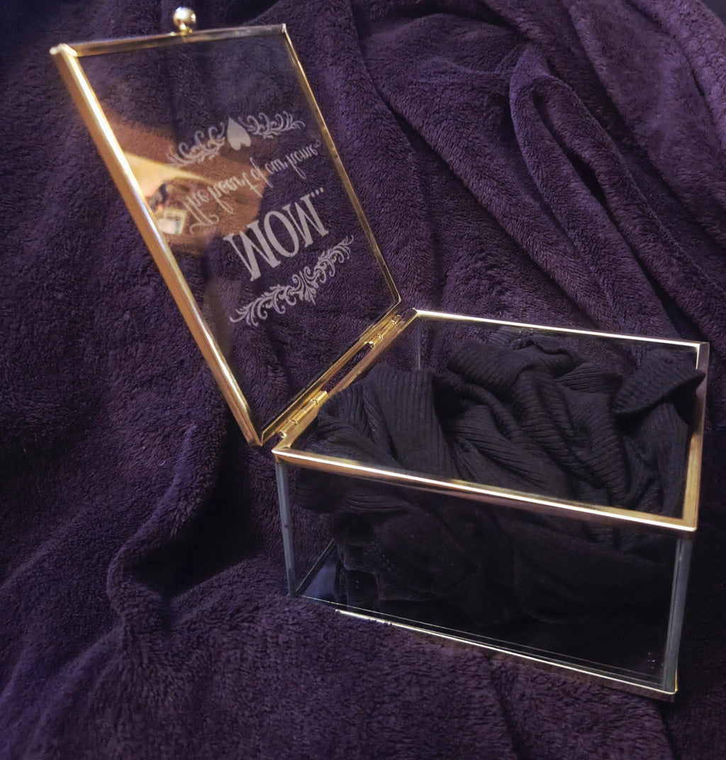 Engraved Glass Keepsake Box for Mom – “The Heart of Our Home” – 5x5 Memory Box