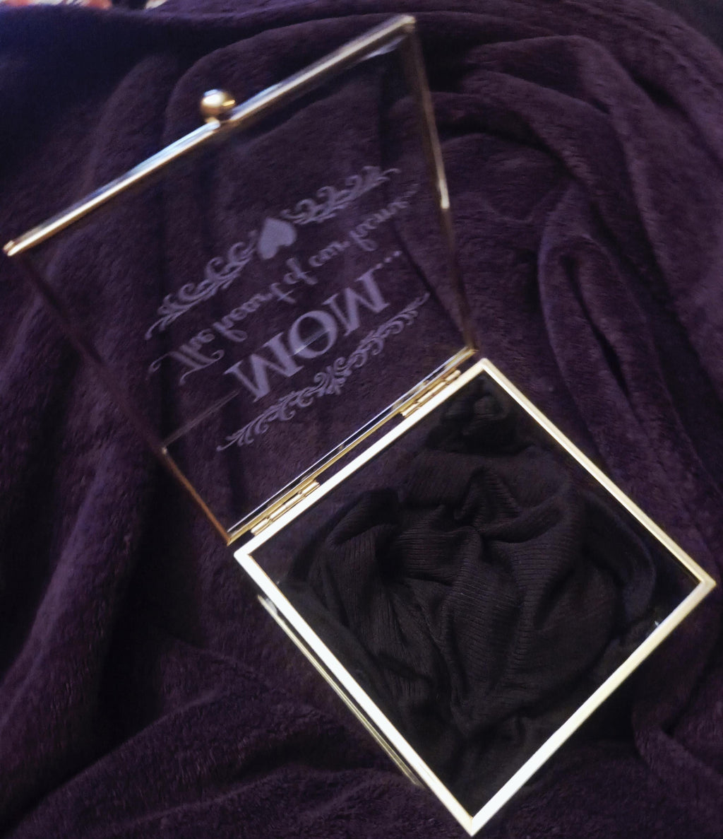 Engraved Glass Keepsake Box for Mom – “The Heart of Our Home” – 5x5 Memory Box
