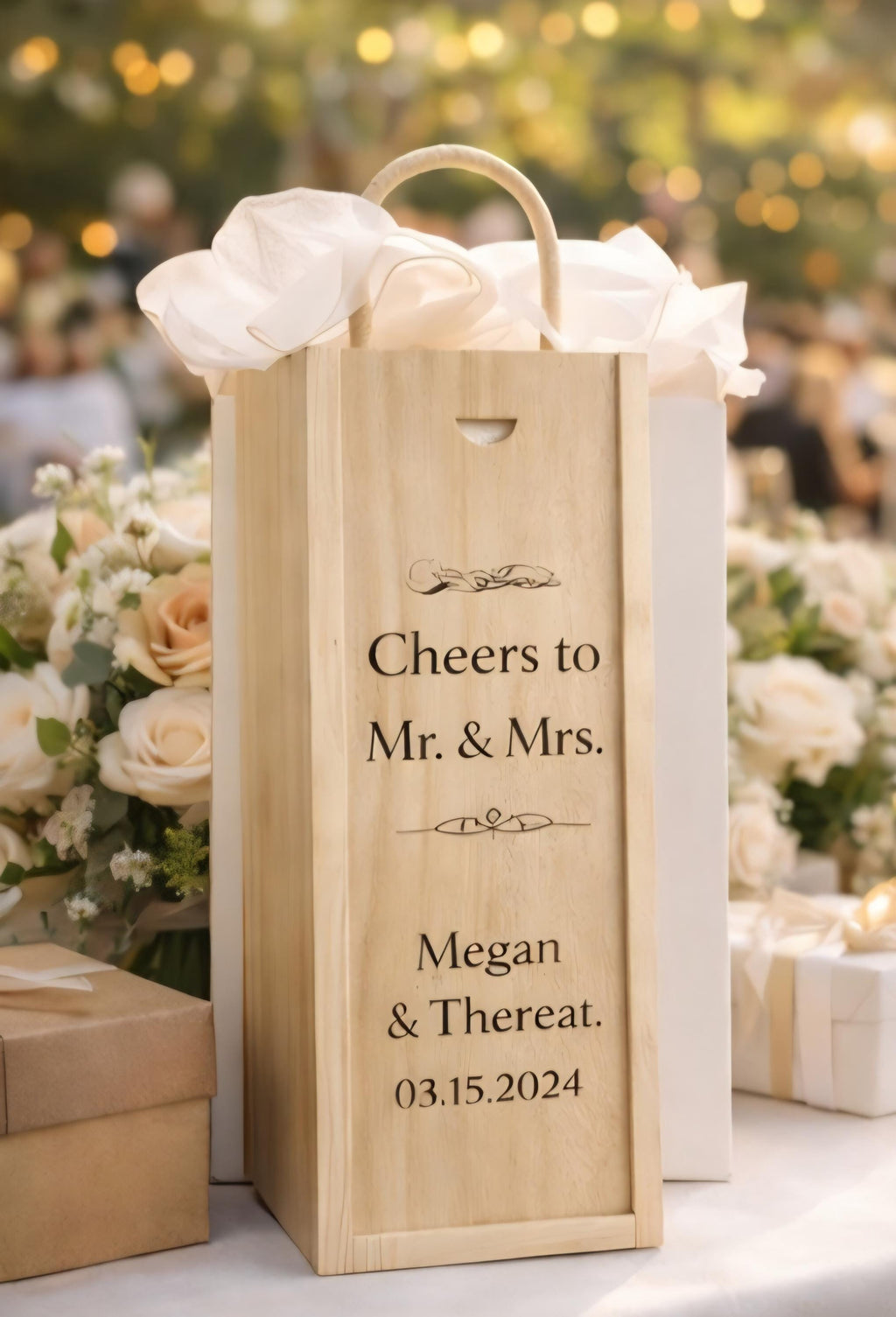 Custom Engraved Wooden Wine Box | Personalized Wedding Anniversary Keepsake