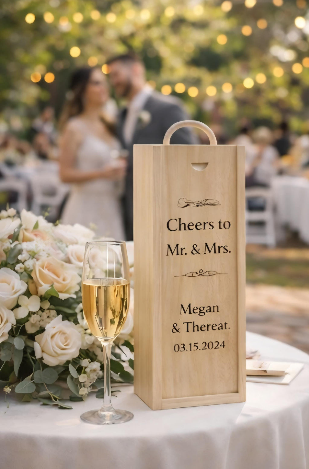 Custom Engraved Wooden Wine Box | Personalized Wedding Anniversary Keepsake