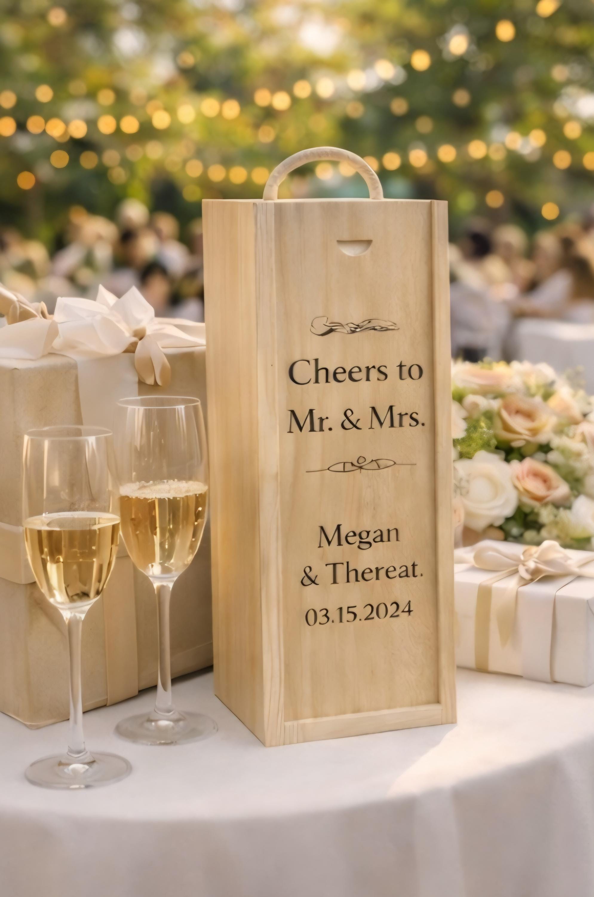 Personalized Wine Box Anniversary Gift | Custom Engraved Keepsake Box