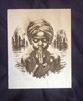 African Child Prayer Wood Engraving | 11x8 Spiritual Wall Art Panel II