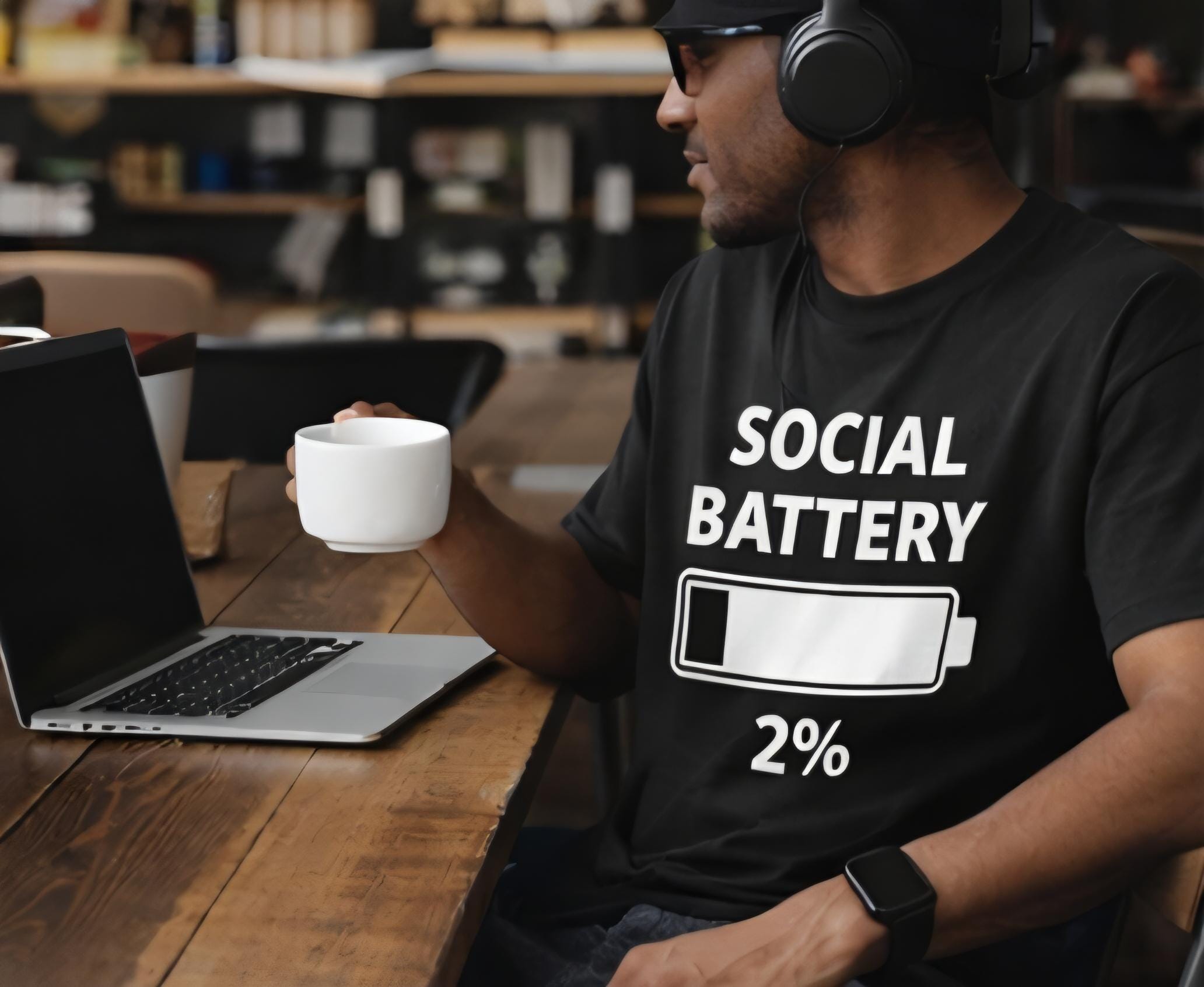 Social Battery 2% Shirt: Funny Introvert, Social Anxiety Tee, Relatable Humor