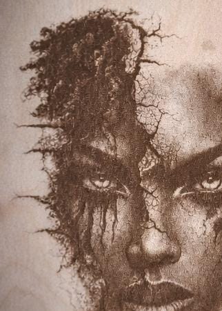 African American Wall Art – Laser Engraved Wood Panel Portrait (16x12)