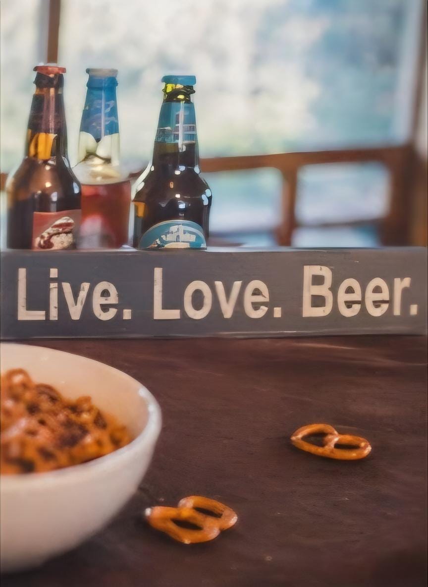 Live Love Beer Sign Shelf | Rustic Wooden Bar Decor, Man Cave Wall Accent