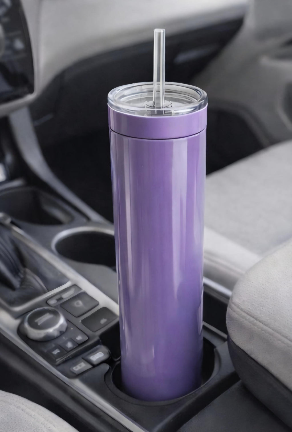 Purple 20oz Skinny Tumbler | Glossy Insulated Cup w/ Lid, Straw