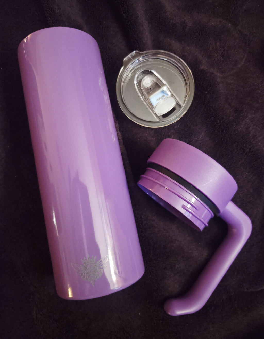 Purple 20oz Skinny Tumbler | Glossy Insulated Cup w/ Lid, Straw