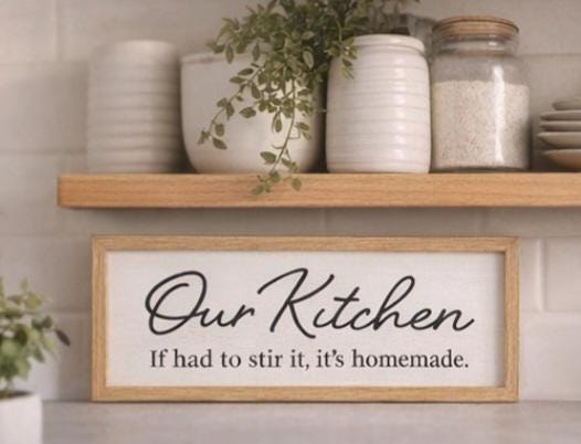 Our Kitchen Sign | Rustic Farmhouse Decor, Funny Cooking Quote