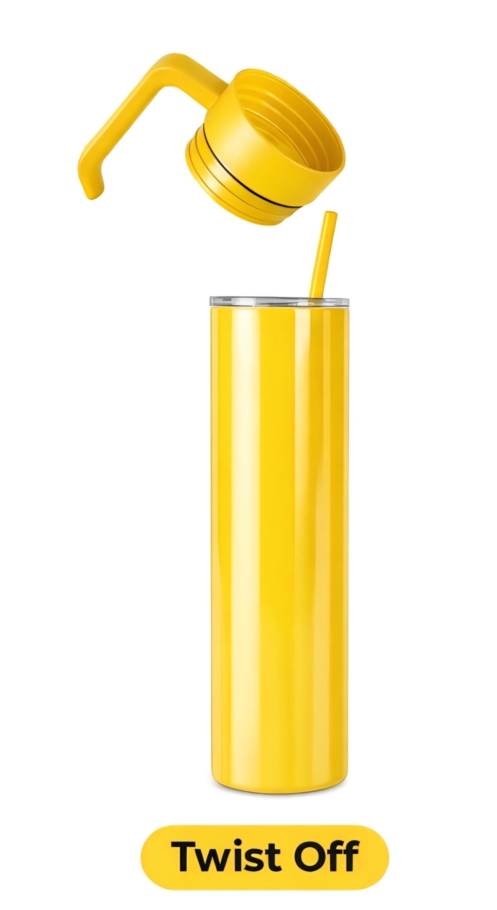 Yellow 20oz Skinny Tumbler with Handle | Leak Proof Lid, Insulated Travel Cup