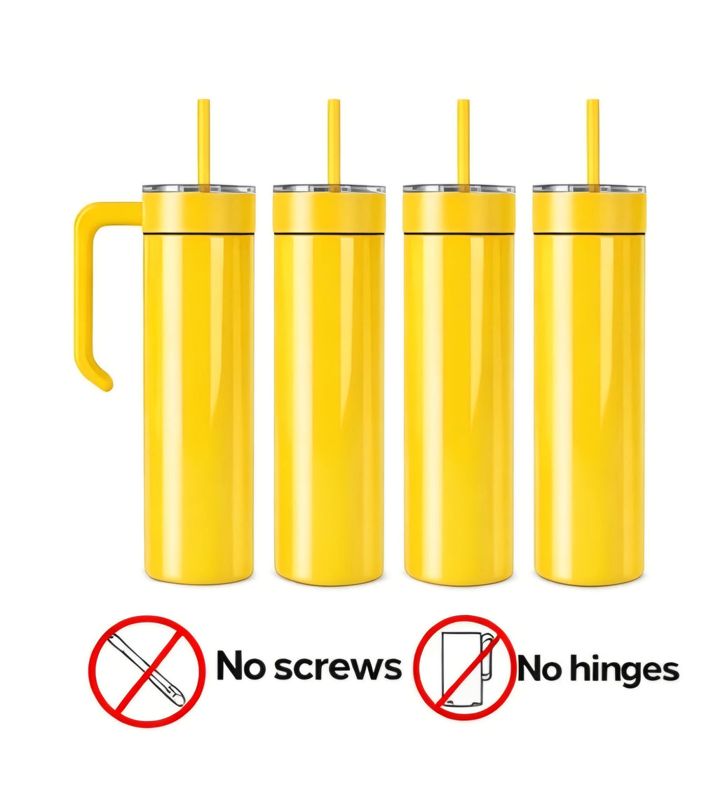 Yellow 20oz Skinny Tumbler with Handle | Leak Proof Lid, Insulated Travel Cup