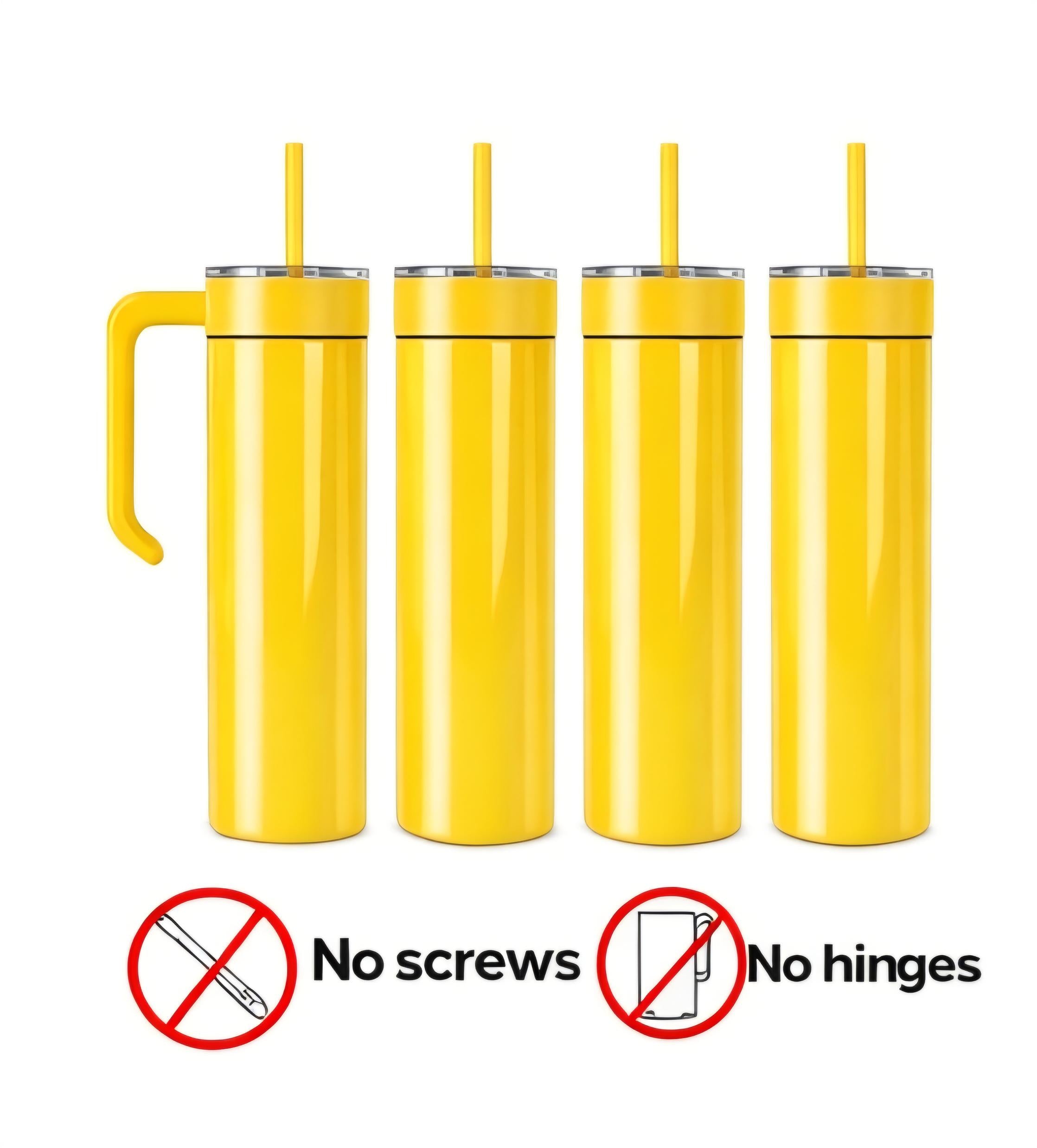 Yellow 20oz Skinny Tumbler with Handle | Leak Proof Lid, Insulated Travel Cup