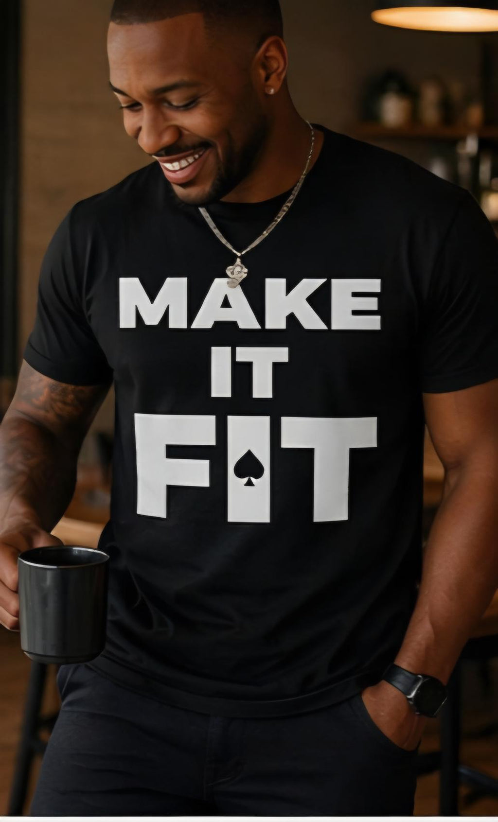 Make It Fit Graphic Tee | Bold Streetwear T-Shirt, Urban Style, Black (Gift for Him)