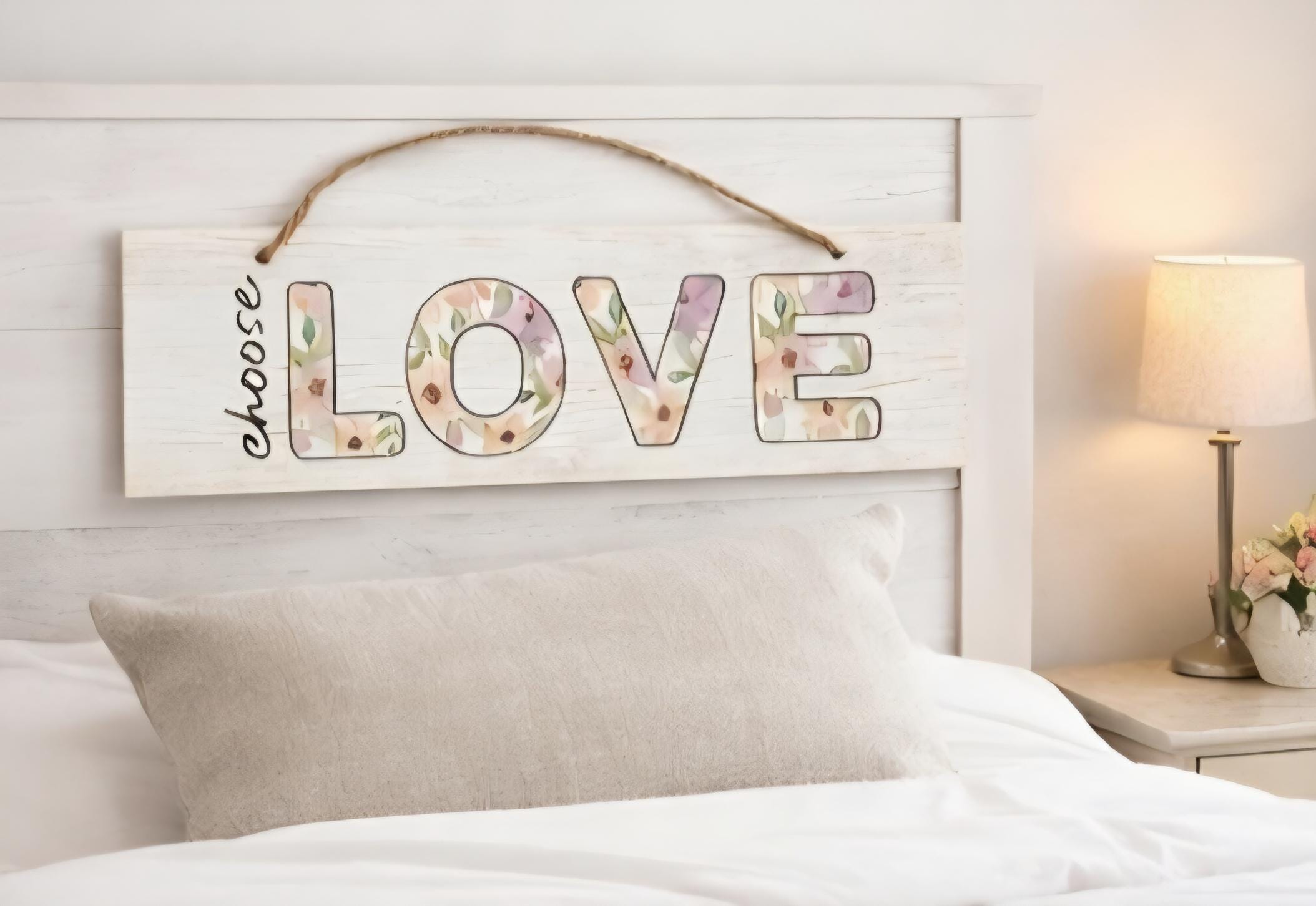 Choose Love Floral Wood Sign | Rustic Farmhouse Wall Decor Accent