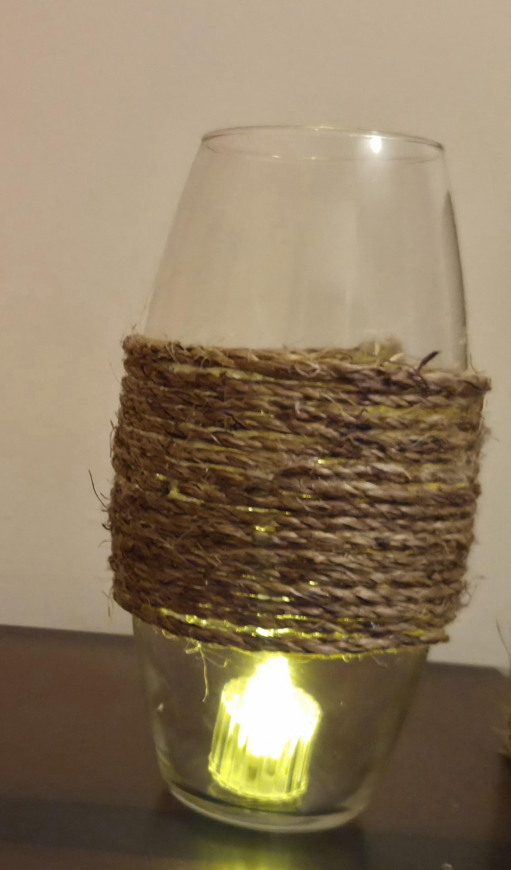 Set of 3 Twine Wrapped Glass Vases | Rustic Farmhouse Jute Rope Decor