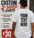 Custom 2-Sided T-Shirt | Full Color Front, Vinyl Lettering Back