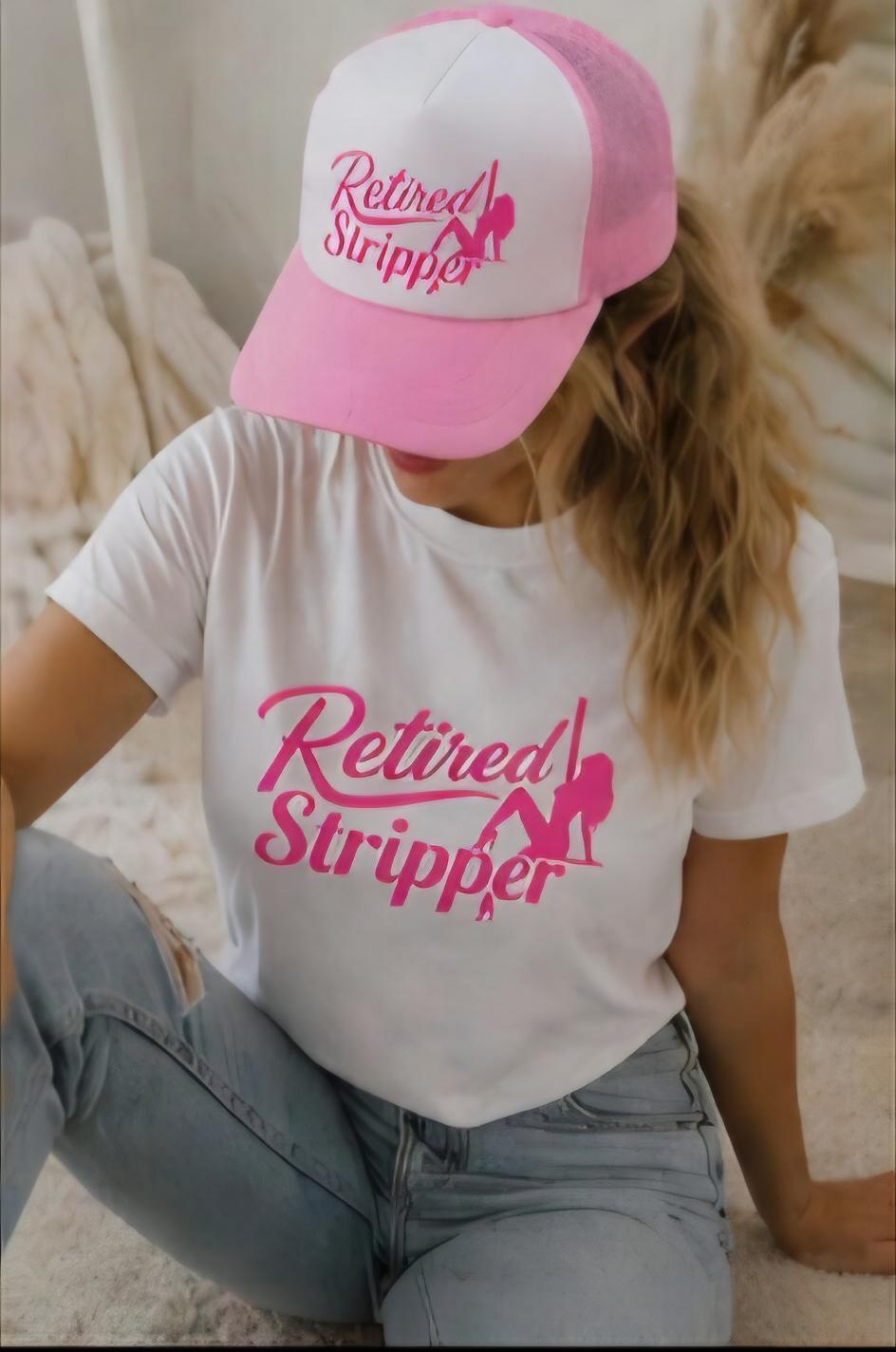 Retired Stripper Shirt and Hat Set | Bachelorette Party Outfit, Girls Trip Gag Gift