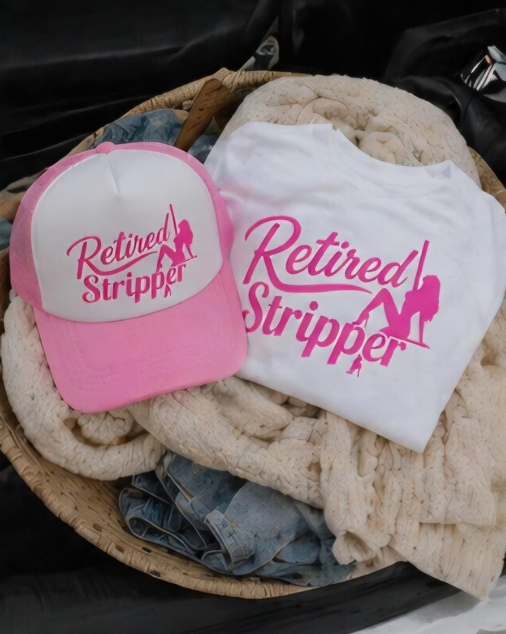 Retired Stripper Shirt and Hat Set | Bachelorette Party Outfit, Girls Trip Gag Gift