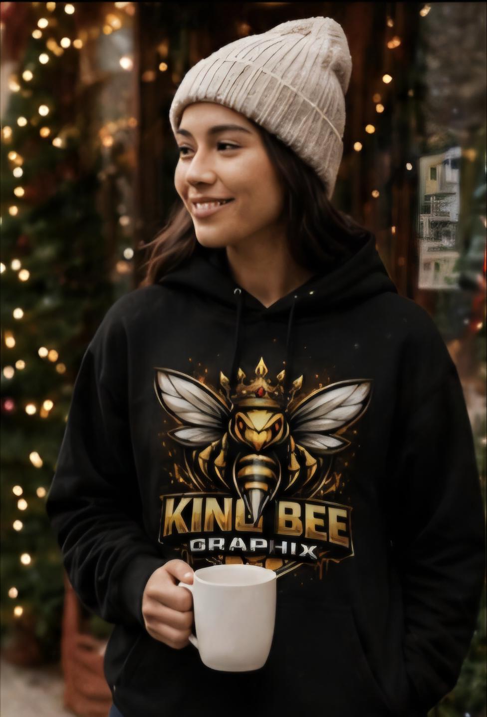 King Bee Graphix Hoodie – Black Crown Bee Logo Streetwear Sweatshirt