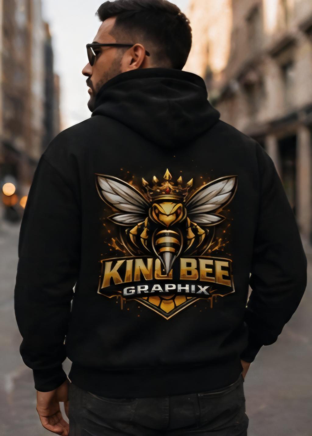 King Bee Graphix Hoodie – Black Crown Bee Logo Streetwear Sweatshirt