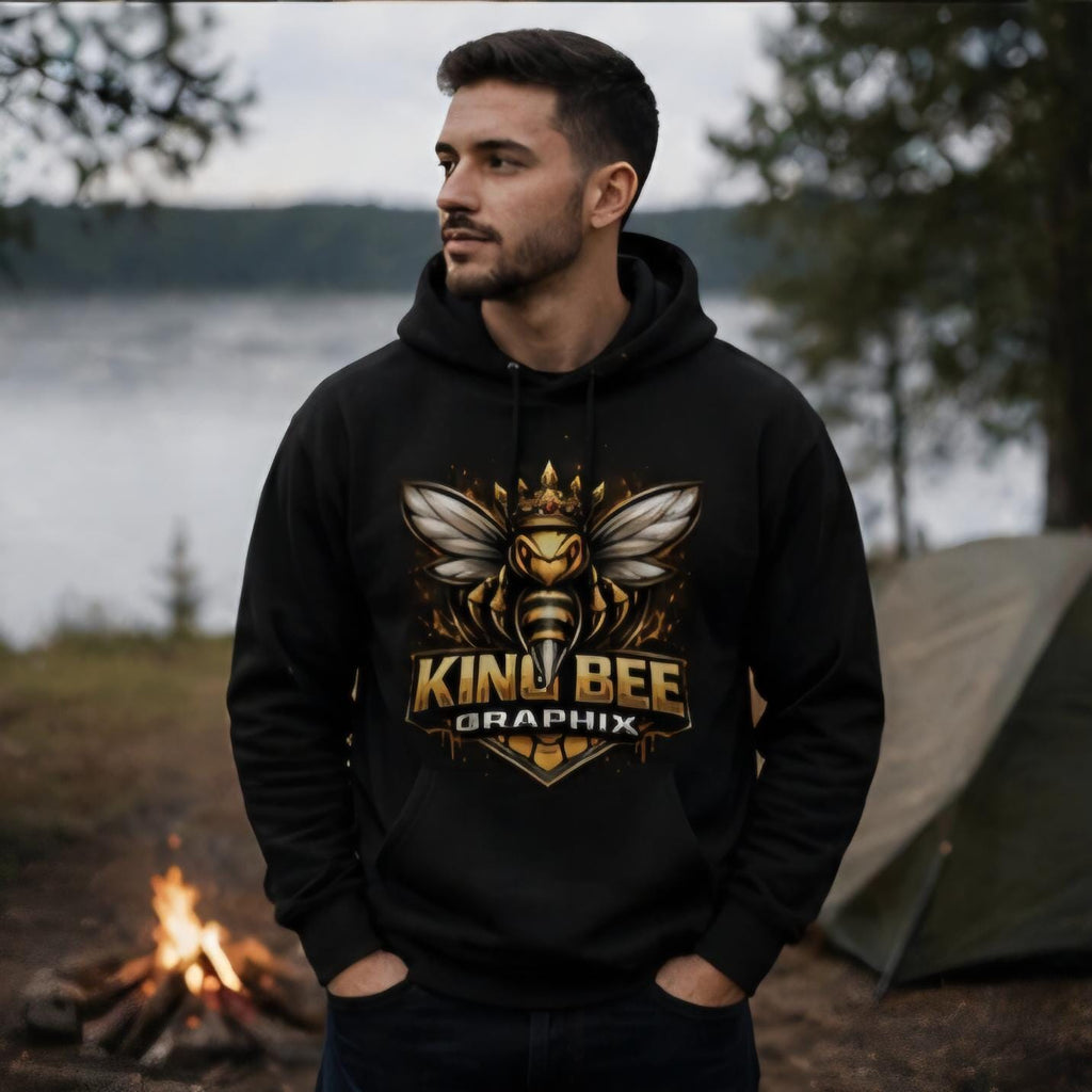 King Bee Graphix Hoodie – Black Crown Bee Logo Streetwear Sweatshirt