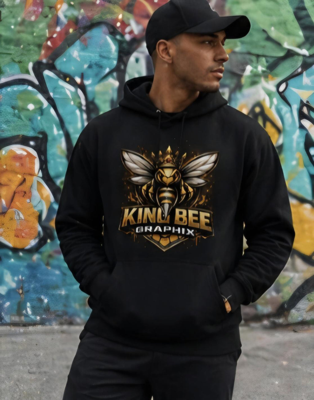 King Bee Graphix Hoodie – Black Crown Bee Logo Streetwear Sweatshirt