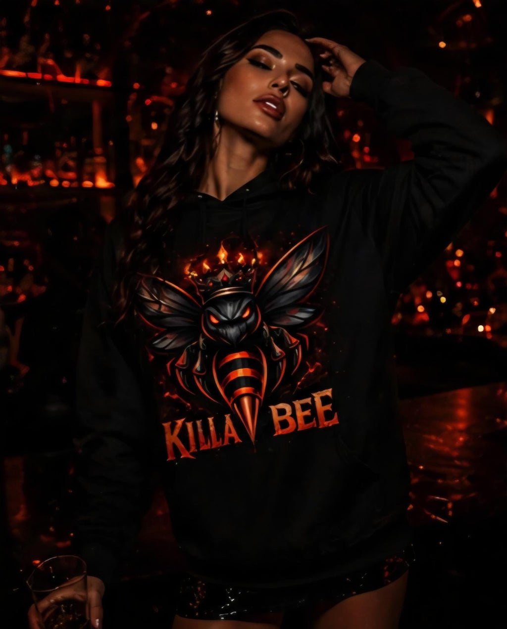 Killa Bee Hoodie – Dark Streetwear Graphic Pullover – Edgy Nightlife Statement Apparel