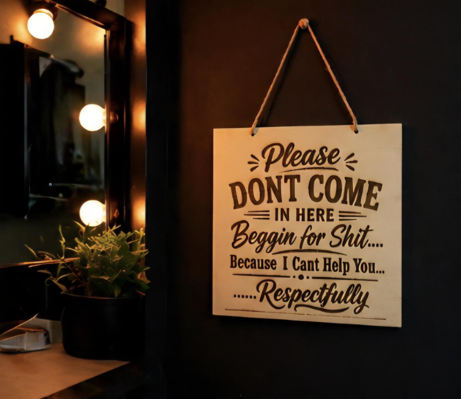 Funny Wood Door Sign 12x12 – Sarcastic Office Decor, Adult Humor Home Sign