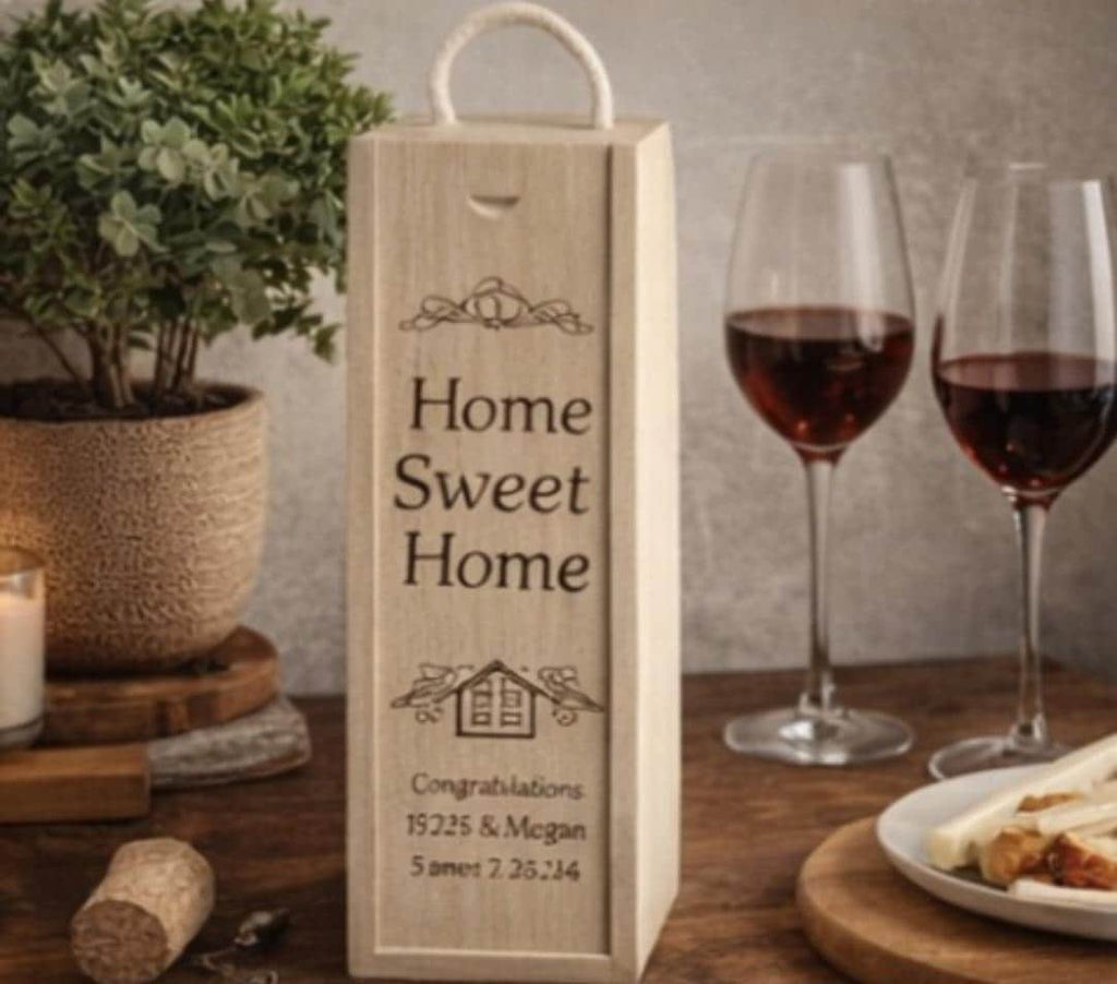 Personalized Wooden Wine Box | Custom Engraved Keepsake, Wedding Anniversary Gift