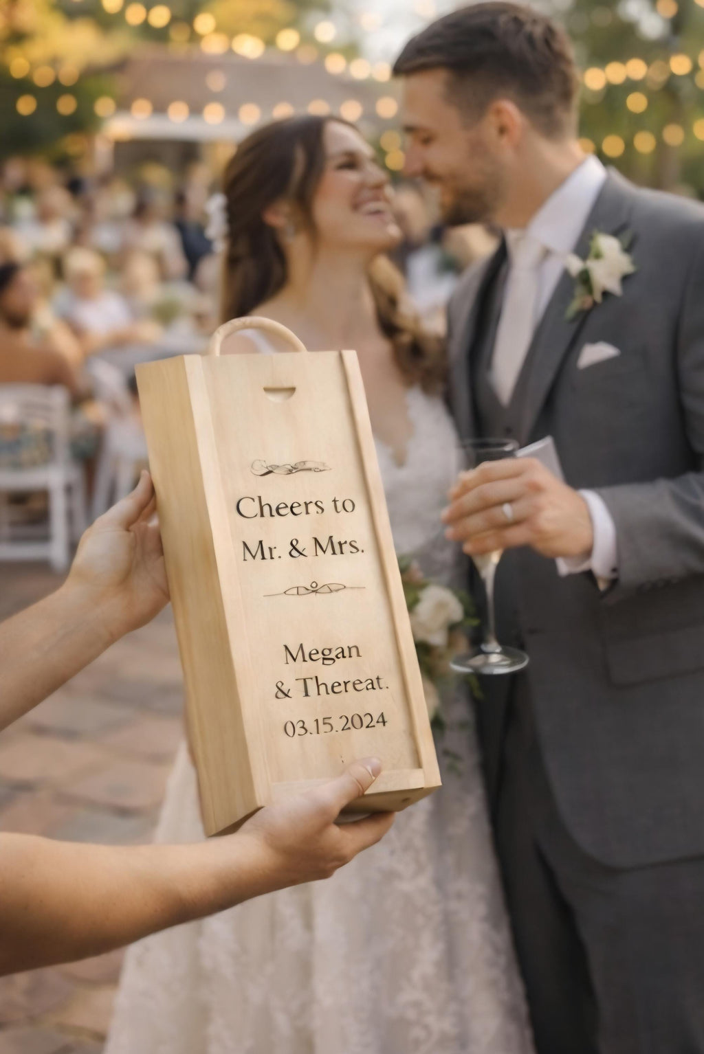 Personalized Wine Box Anniversary Gift | Custom Engraved Keepsake Box