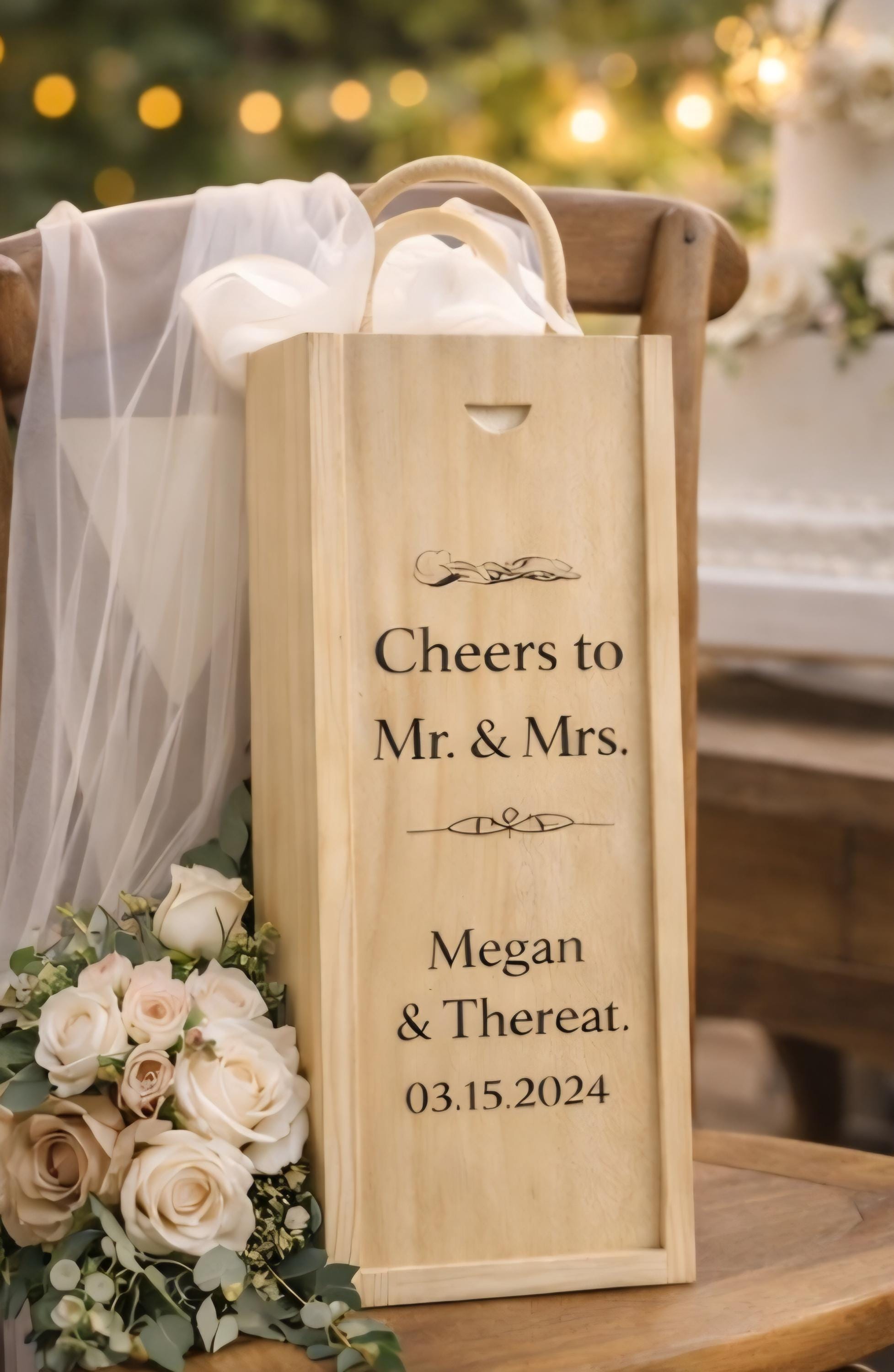 Personalized Wine Box Anniversary Gift | Custom Engraved Keepsake Box