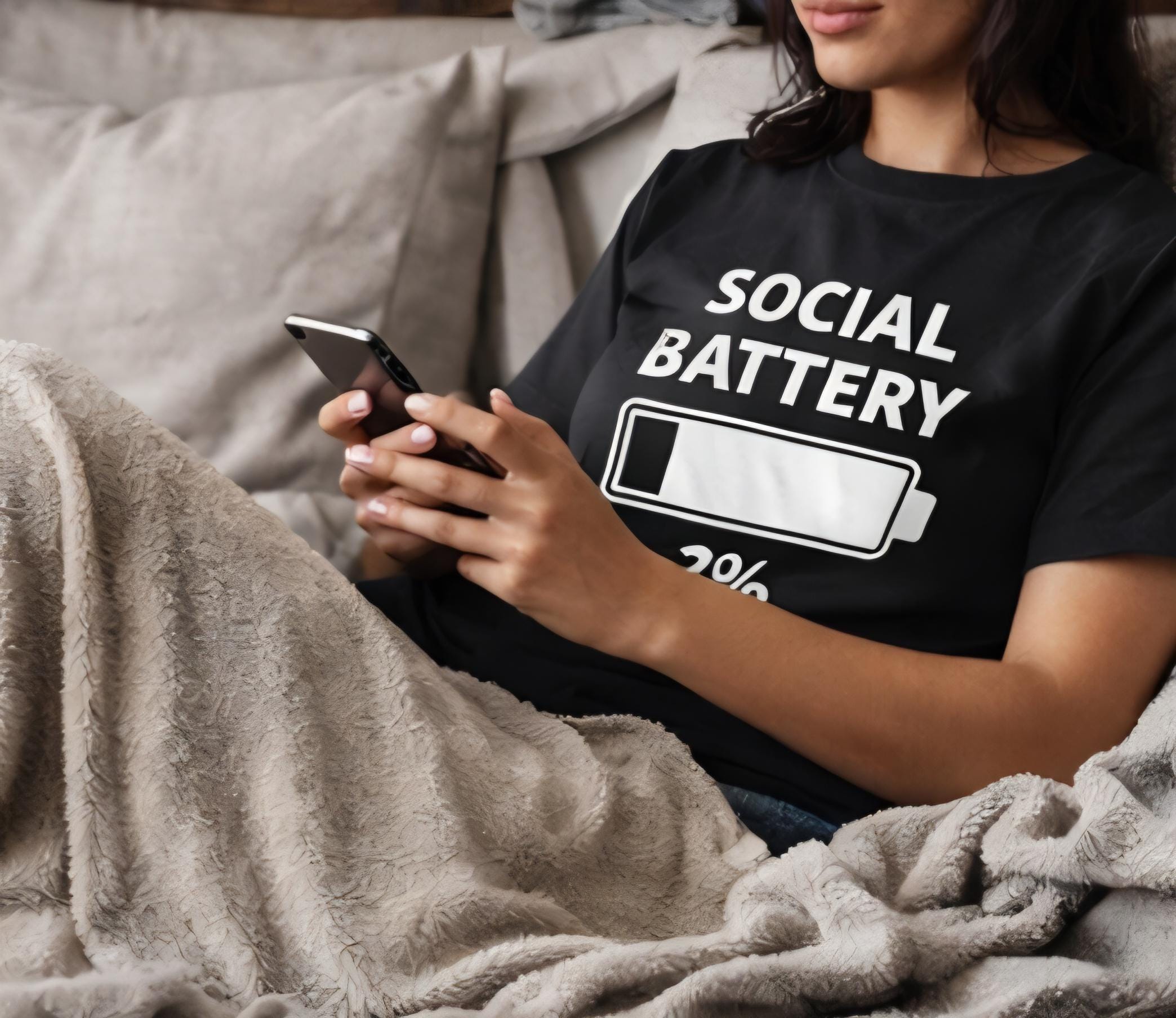 Social Battery 2% Shirt: Funny Introvert, Social Anxiety Tee, Relatable Humor