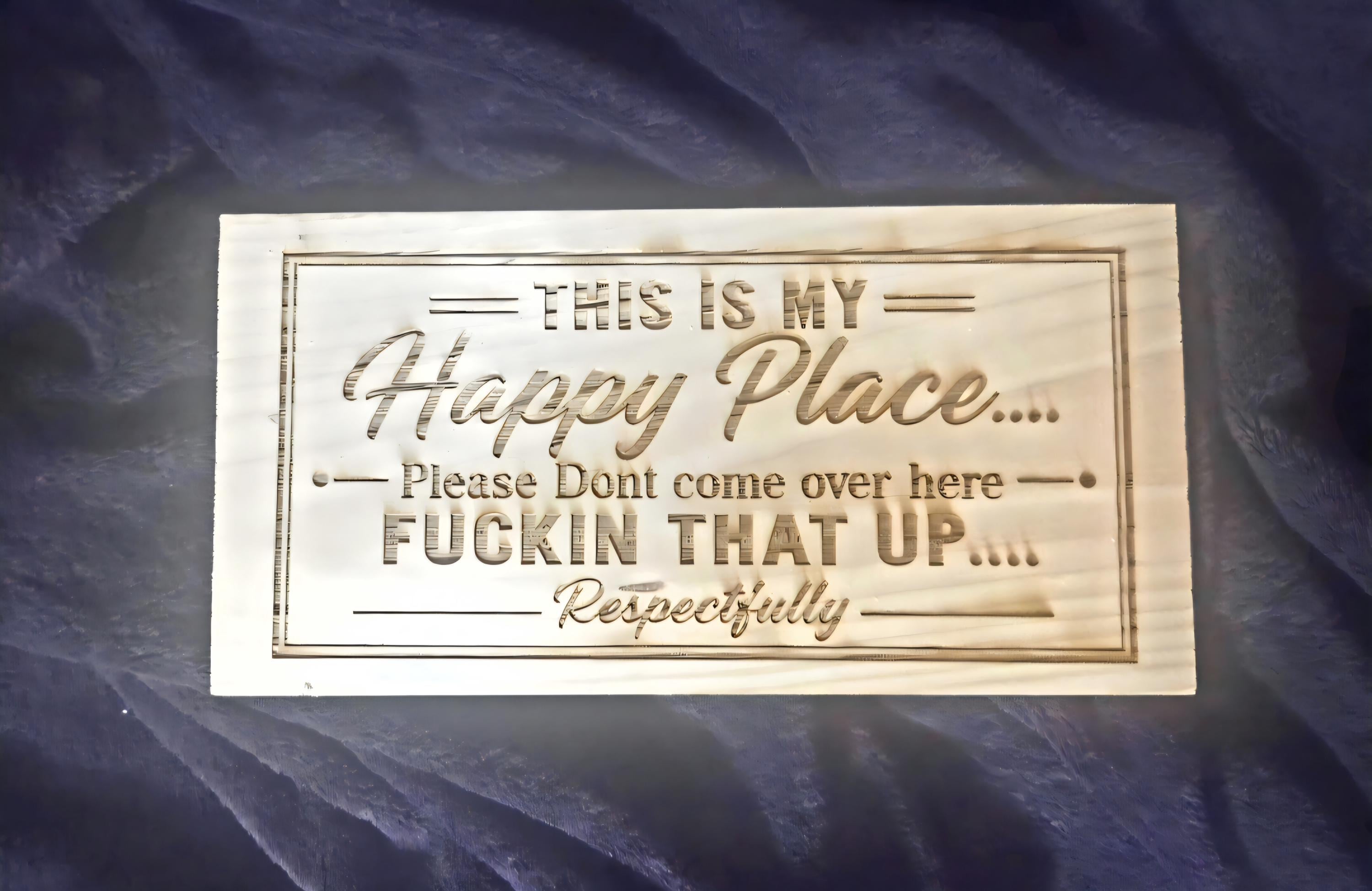 Funny Wood Sign – “This Is My Happy Place” – Sarcastic Home Decor (11x5")