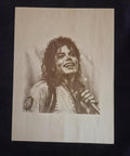 Michael Jackson Wood Engraving | 16x12 Laser Engraved Wall Art | MJ Portrait Wood Panel | Music Legend Decor | Gift for Fans | King of Pop A