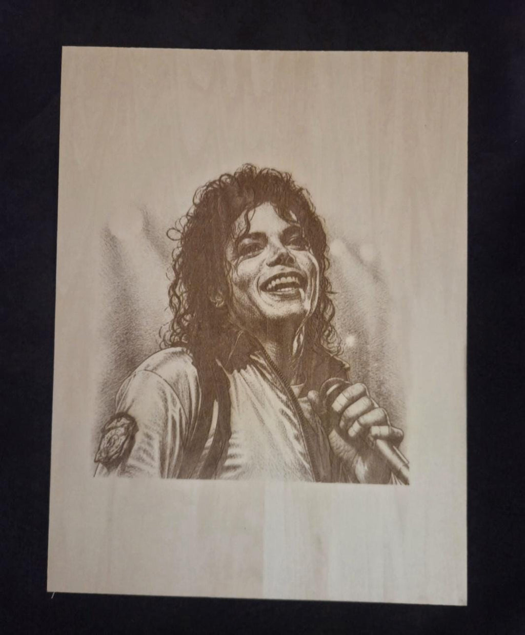 Michael Jackson Wood Engraving | 16x12 Laser Engraved Wall Art | MJ Portrait Wood Panel | Music Legend Decor | Gift for Fans | King of Pop A