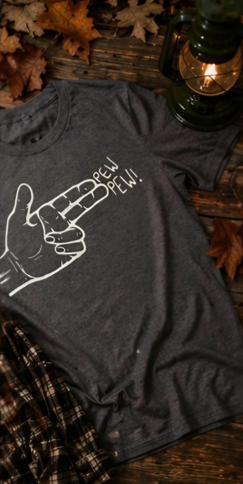 Funny “Pew Pew” Shirt | Finger Gun Graphic Tee | Sarcastic Humor Shirt | Meme T-Shirt | Casual Funny Tee | Gift for Him