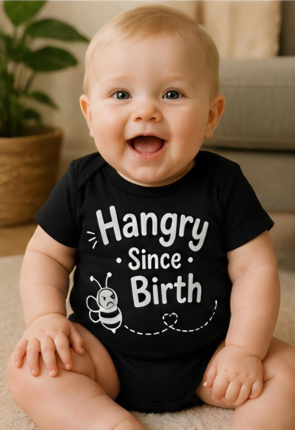 Funny Baby Onesie – Hangry Since Birth – Cute Baby Outfit – Baby Humor Shirt – Infant Bodysuit – New Parent Gift – Baby Shower Gift – Little