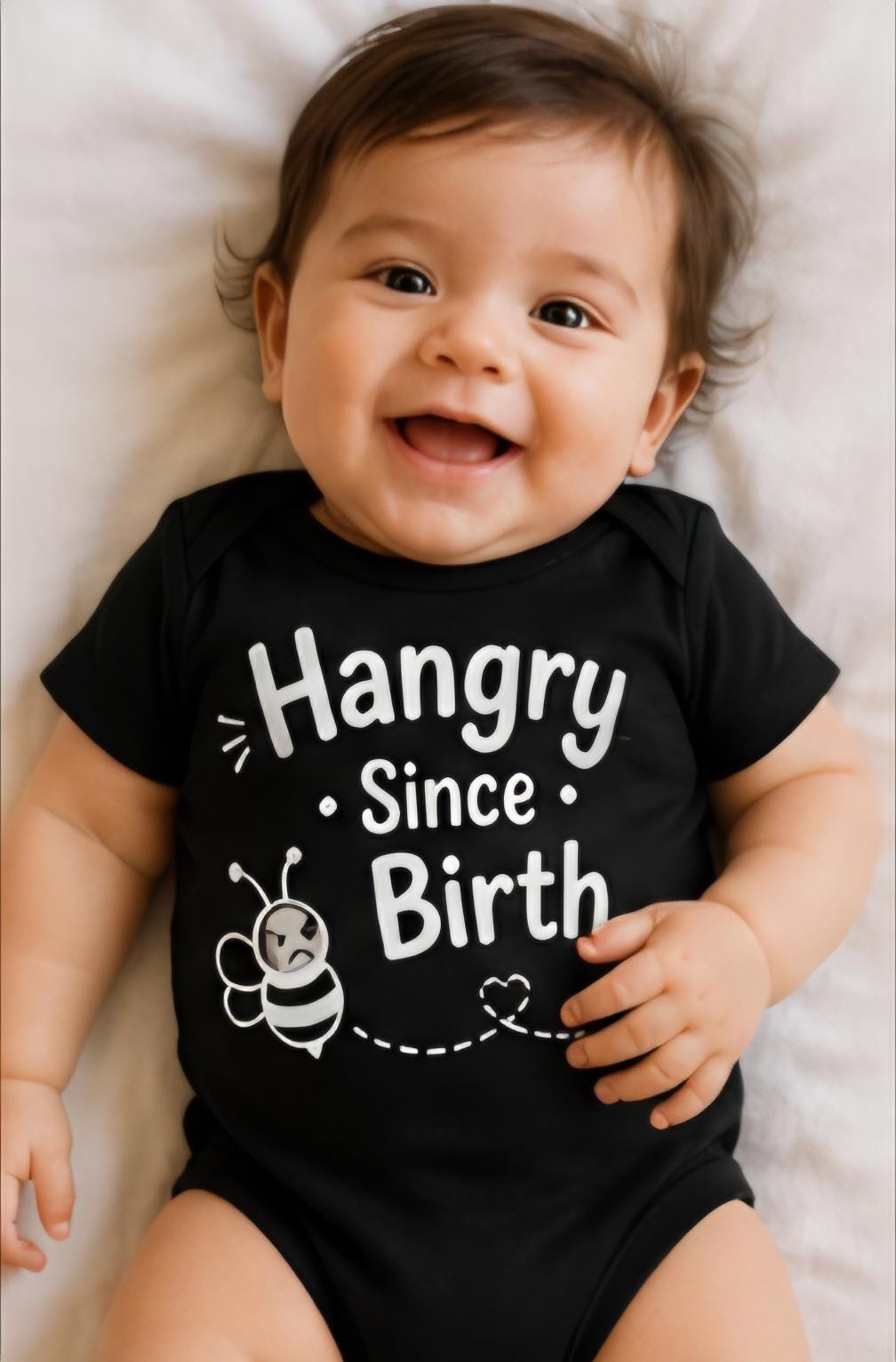Funny Baby Onesie – Hangry Since Birth – Cute Baby Outfit – Baby Humor Shirt – Infant Bodysuit – New Parent Gift – Baby Shower Gift – Little
