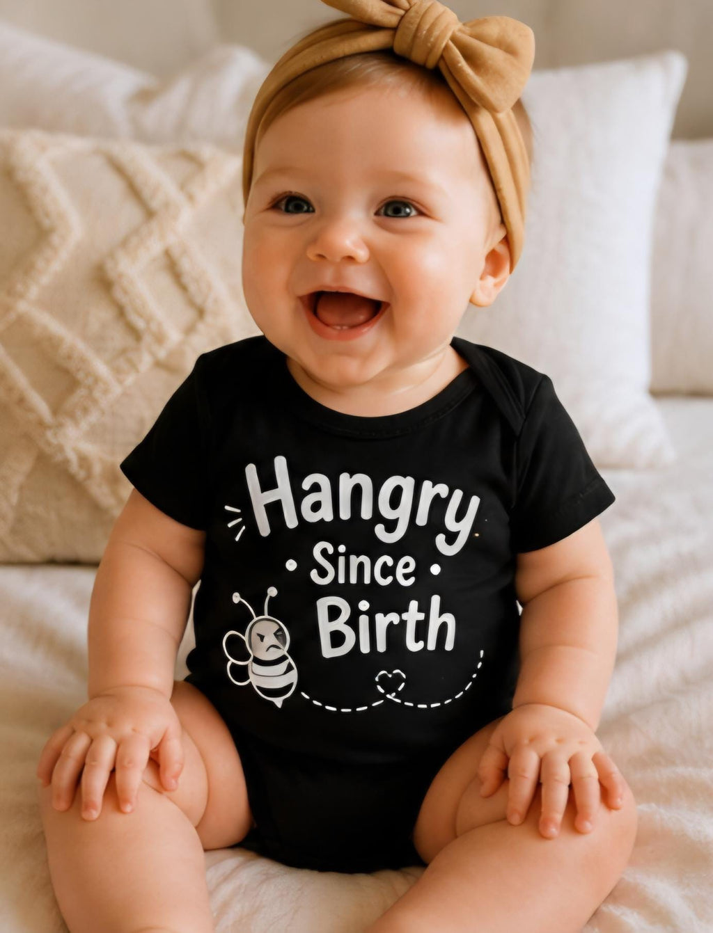 Funny Baby Onesie – Hangry Since Birth – Cute Baby Outfit – Baby Humor Shirt – Infant Bodysuit – New Parent Gift – Baby Shower Gift – Little