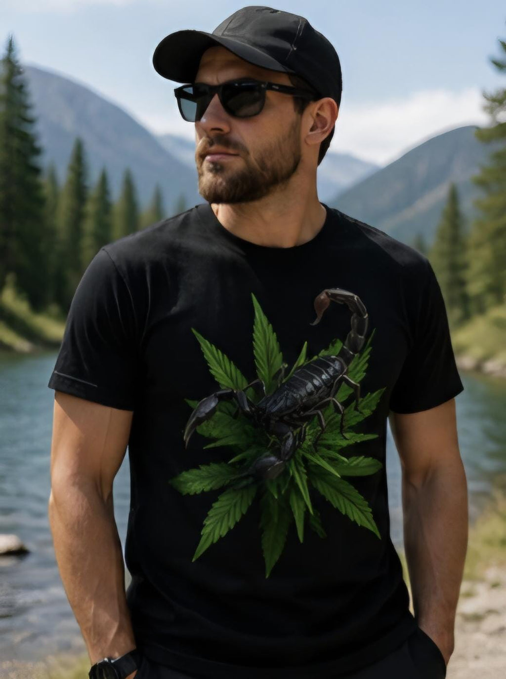 Scorpion Graphic T-Shirt – Bold Streetwear Tee – Nature Inspired Scorpion Design Shirt – Unique Graphic Tee – Men’s Black T-Shirt – Statemen
