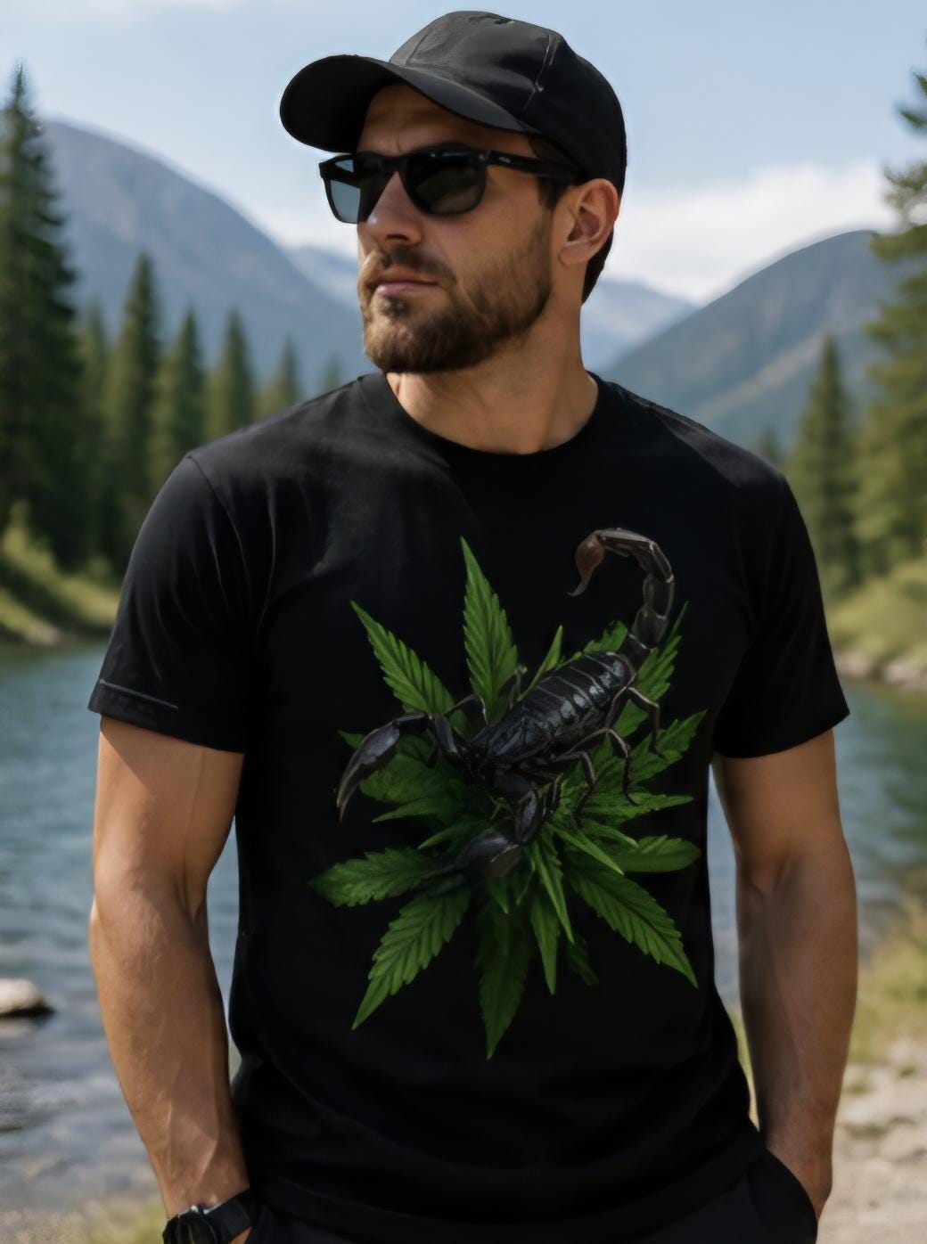 Scorpion Graphic T-Shirt – Bold Streetwear Tee – Nature Inspired Scorpion Design Shirt – Unique Graphic Tee – Men’s Black T-Shirt – Statemen
