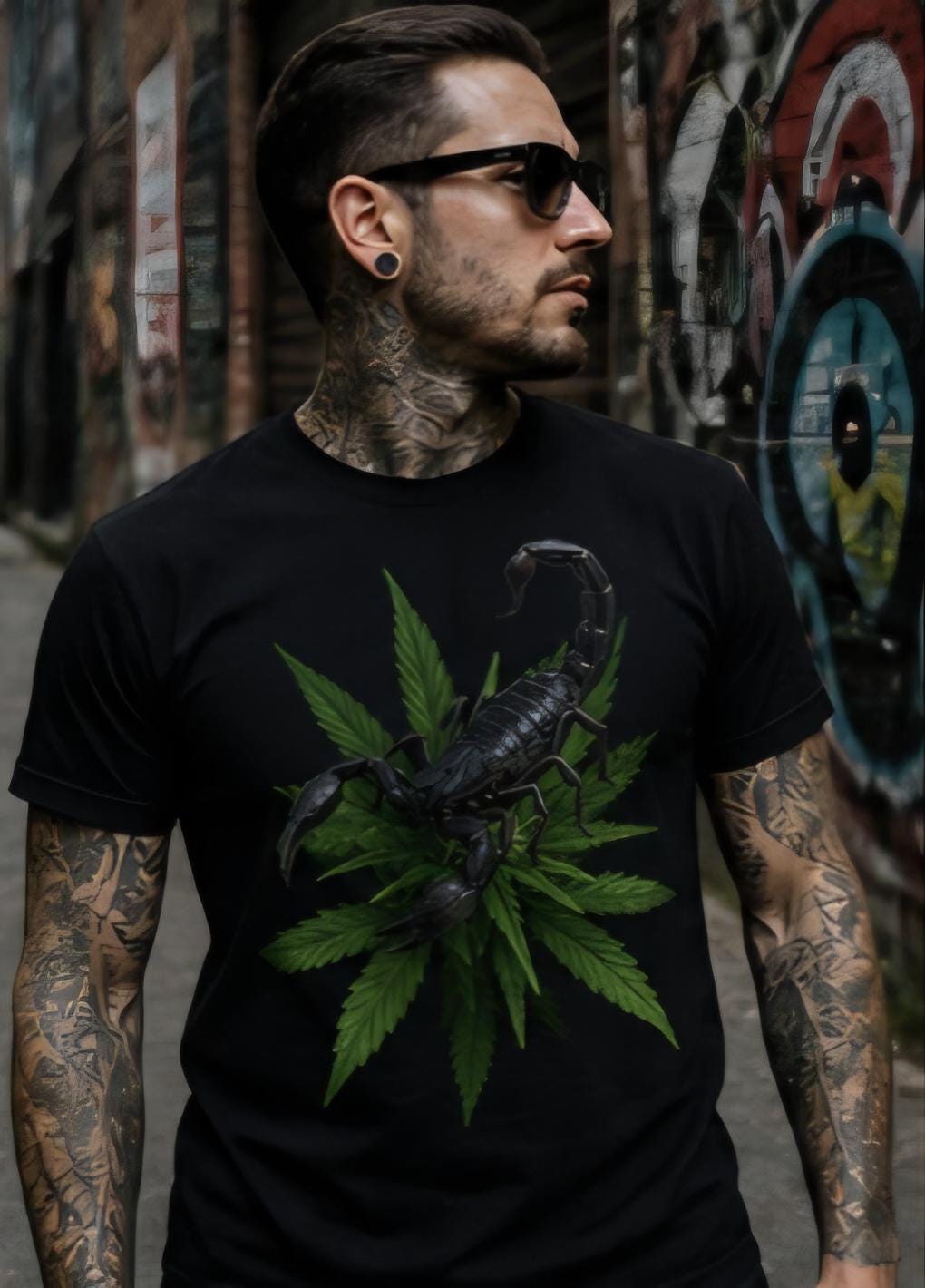 Scorpion Graphic T-Shirt – Bold Streetwear Tee – Nature Inspired Scorpion Design Shirt – Unique Graphic Tee – Men’s Black T-Shirt – Statemen