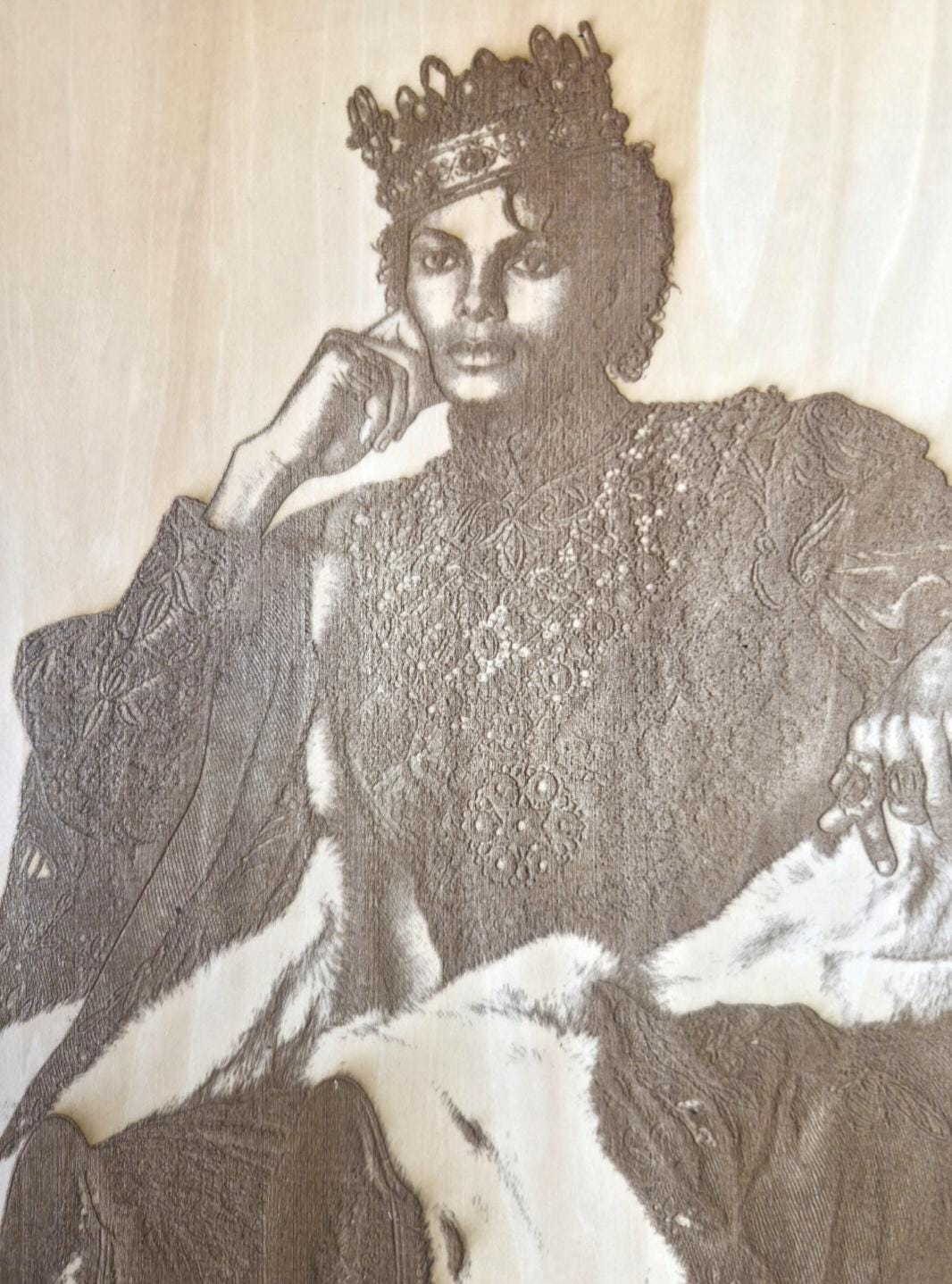 Michael Jackson Wood Wall Art – King of Pop Engraved Portrait 16x12 – Laser Engraved MJ Tribute Panel – Music Legend Wall Decor