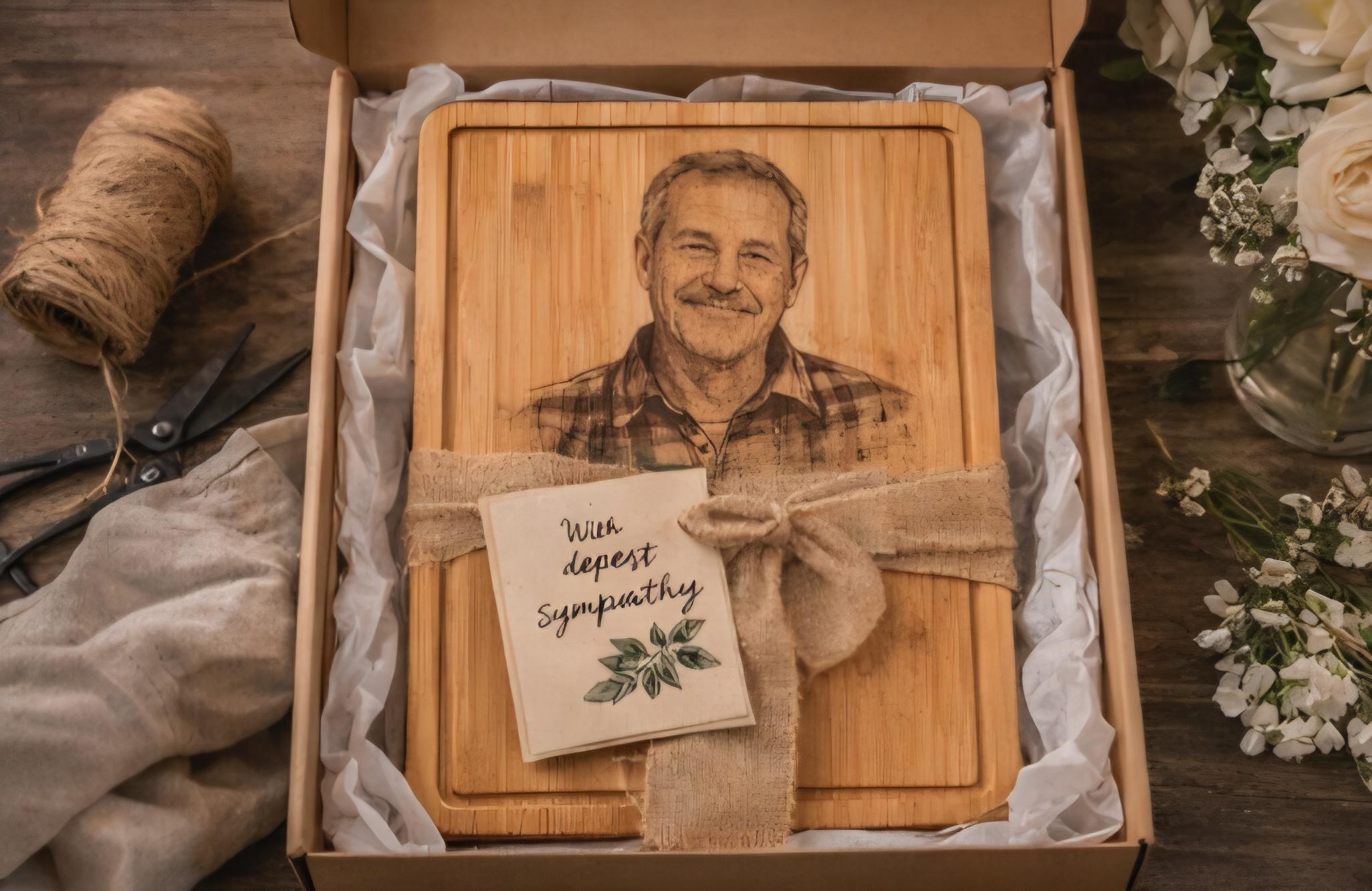 Memorial Photo Engraved Bamboo Cutting Board | Custom Remembrance Keepsake