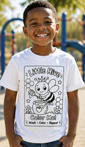 Color Your Own Kids T-Shirt – Washable Coloring Shirt – Reusable Coloring Tee – Little Hive Bee Shirt – Kids Activity Shirt – Color Me Shirt