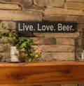 Live Love Beer Sign Shelf | Rustic Wooden Bar Decor, Man Cave Wall Accent