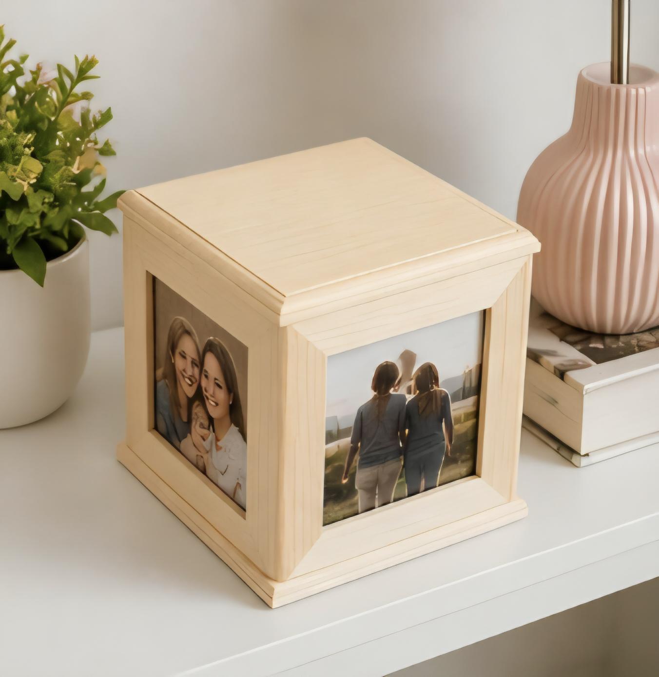 Personalized Wooden Photo Box for Mom | Custom Engraved Memory Cube | Mother’s Day Gift | Picture Keepsake Box | Gift for Mom from Daughter
