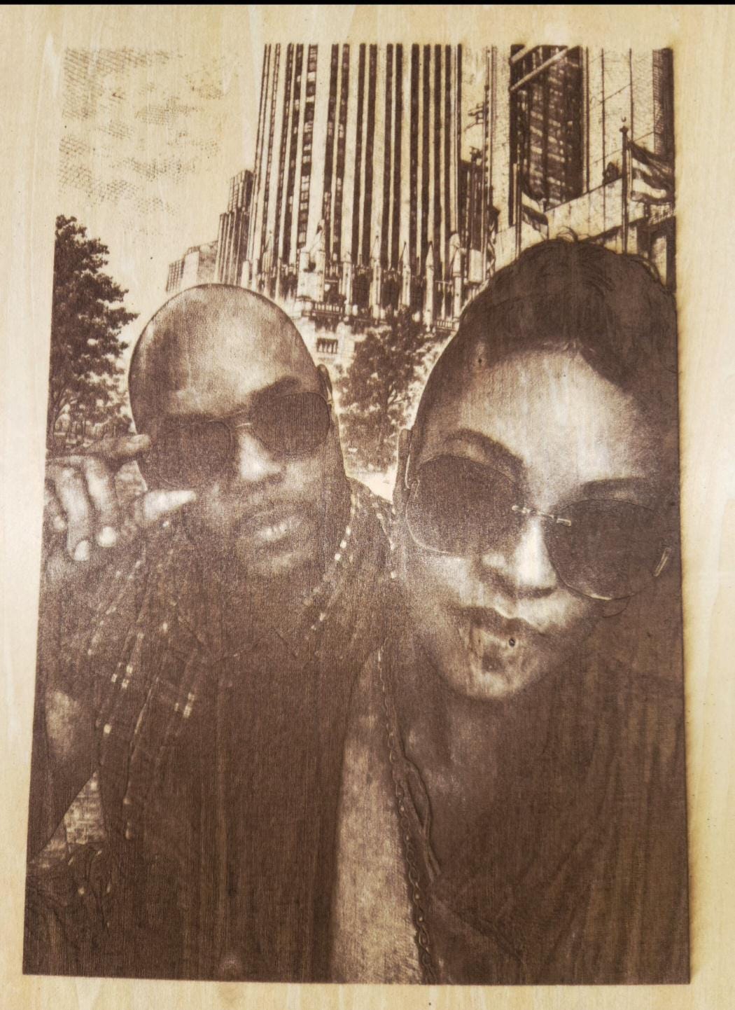 Custom Photo Engraved Wood Panel 16x12 | Laser Engraved Portrait Keepsake