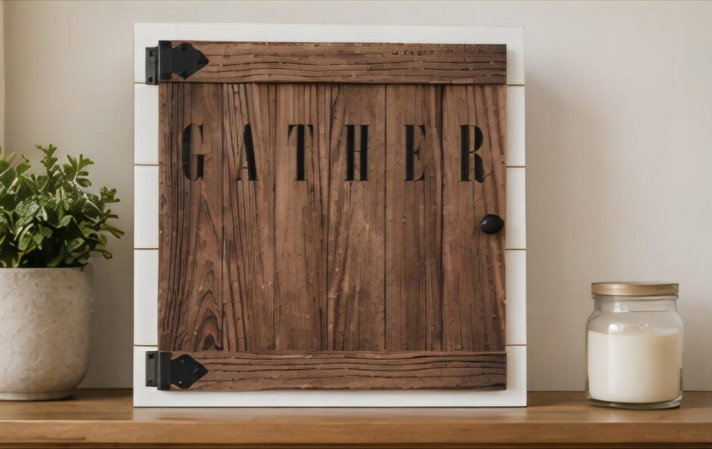 Rustic Wood Photo Frame – Hidden Message “Gather Together” – Memorial Keepsake